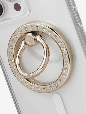 Kate Spade MagSafe Ring Stand iPhone Grip Holder 360° Magnetic Gold Tone Crystal